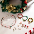 Set gioielli natalizi con pupazzo di neve, collana di perline, bracciale e orecchini - Serie di Natale Set da 10 Pezzi