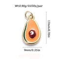 Detail of avocado pendant with dimensions 17mm x 9mm showing gold-plated fruit textures - 22-Avocado
