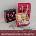 Pink tulip and bear scented candle gift set with bubble candle and gift box, 0.3kg - Set 3 (Tulip/Bear/Bubble Cube/Heart Plaster/Carnation Card)