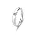 Verstellbarer S925 Sterling Silber Partnerring mit einem funkelnden Zirkonstein - Breiter Herren-Einzelsteinring verstellbar (FDJZ-268) / Einstellbar Offen / Silber