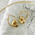 Matte gold heart-shaped hoop earrings for women, featuring 3.6cm long C-shape design - Large Heart