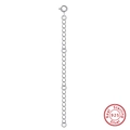 Close-up of S925 sterling silver extension chain with round spring clasp connector - 8cm / Bright Silver 8cm