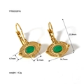 Pendientes vintage de acero inoxidable chapados en oro 18K con turquesa ovalada y texturas - Verde (YYE023201G)
