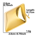 Detailed dimension guide for 2cm gold stainless steel geometric diamond stud earrings - Rhombus Flat Mirror-Gold