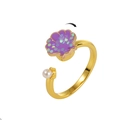 Rotating daisy fidget ring with purple shell, colorful glitter, pearl and gold open band - Shell Pearl