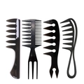 Set of 4 black wide-tooth hair combs for professional men's grooming and styling - 4-Piece Hair Comb Combo Set
