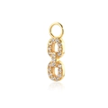 Number 8 shaped silver pendant with clear cubic zirconia in a gold finish - Style E (Double Circle)