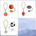 Golden chain accessory with sports charm and matching silicone cover for cups - 6-Piece Set