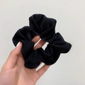 Elegant black satin silk scrunchie with smooth texture and premium glossy finish - 12.5CM / Black