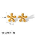 Gold Pleated Five-Petal Flower Studs (TE6656-G)