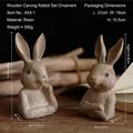 Figurine di conigli genitori-figli in resina con trama effetto legno per arredamento - Set di Ornamenti a Busto di Coniglio Effetto Legno