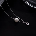Collier en argent S925 avec perle blanche et pendentif lettre D pavé pour femmes - Lettre D