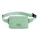 Riñonera de nailon verde menta impermeable con doble cremallera y correa ajustable - verde claro