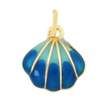 Pendentif en forme de coquillage en laiton émaillé bleu dégradé et bordure dorée - Coquillage Dégradé Bleu