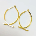 Elegant pair of 18K gold plated stainless steel earrings in a fish-shaped leaf design - Cross Leaf Geometry (Gold 1)