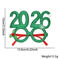 Detailed size specifications of green glitter 2026 Christmas party glasses frame - Berry Green 2026 Glasses