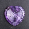 Polished purple amethyst heart thumb stone with natural crystal texture and inclusions - Purple Crystal