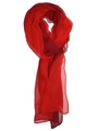 Elegant semi-transparent long red chiffon scarf with a smooth and flowing texture - True Red