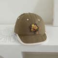 Detailed view of baby baseball cap featuring a cute cartoon bear and star propeller element - 1-2 Years (48-50cm) / Dark Green