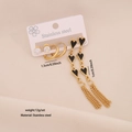 Set di orecchini in acciaio dorato con nappe a cuore nero e cristalli trasparenti - 3# Cuore Nero