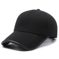 Berretto da baseball nero classico con bordino in ecopelle sulla tesa del cappello - Regolabile / Nero
