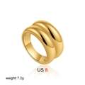 Detail view of 18K gold heart ring showing size US 8 and 7.2g weight on white background - US 8 / Double Layer Gold (T319)