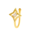 Non-pierced gold nose ring featuring a hollow star design with a clear zircon stone - KC Gold 10175