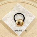Gothic punk hair cuff with a 3.2cm round golden metal plate and black elastic band - Small Round Smooth