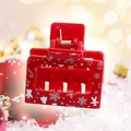 Square red Christmas hair claw clip with snowflake and gingerbread man acrylic patterns - 5cm / Red