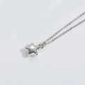 Polished silver stainless steel necklace featuring a minimalist pentagram star pendant - Silver Star