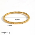 Bamboo-textured gold titanium steel bangle shown from above on a clean white background - Round Bead and Cylinder Splicing Style (TB7182)
