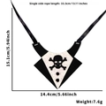 Halloween pet bandana with skull pattern, black felt fabric and adjustable straps - One Size / Skeleton Suit Style