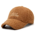 Gorra de béisbol de forro polar marrón oscuro con bordado HELLO WEEKEND de invierno - Ajustable / Marrón