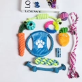 Multi-colored 9-piece durable cotton rope and rubber chew toy set for pet dogs - 11-Piece Set Approx 545g