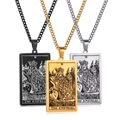 Vintage Edelstahl Die Herrscherin Tarot Anhänger Halskette in Schwarz Gold und Silber - Die Herrscherin / Stahlfarbe