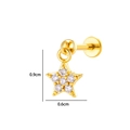 Golden labret stud piercing with micro-pave cubic zirconia star dangle, 0.6x0.9cm size. - Star (2635-8) / Gold