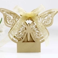 Elegant gold butterfly hollow gift box made of pearlescent paper with a ribbon - Beige Gold