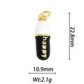 Detail of 18k gold plated capsule pendant with happy lettering and enamel finish - Happy Capsule