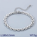 Minimalist silver hollow titanium steel bracelet with lobster clasp, 180mm length - Steel Color 180x5.5mm (KB189684-Z)