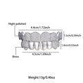 High polished silver hip hop grillz set with cubic zirconia stones in brass - Silver (Top & Bottom Teeth Set)