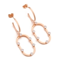 Pendientes de aro geométricos en oro rosa con circonitas blancas sobre fondo blanco - Oro Rosa (KE99101-KLX)