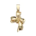 Polished 18K gold butterfly pendant charm with metallic beads for DIY jewelry making - Gold Beaded Bow Pendant(YSN007-02)