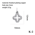 Pendentif trèfle à quatre feuilles en cuivre rhodié avec zircon pour bijoux DIY - Trèfle Argenté K (K-2)