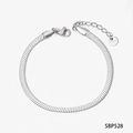 Bracelet chaîne serpent en acier inoxydable argenté avec fermoir mousqueton et breloque - Bracelet Chaîne de Serpent Argenté (B528)