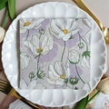Square floral paper napkin with white cosmos print on lavender watercolor background - Pale Purple Cosmos (1103)