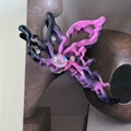 Elegant butterfly claw clip in pink black gradient with sparkling rhinestones and large gem - Purple Black