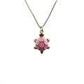 Collar minimalista de tortuga chapado en oro con caparazón de esmalte rosa chic - Rosa