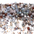 Mix of 8mm glass beads and starfish charms in amber, blue, and pink for DIY jewelry - Ink Grey