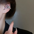 Ear cuff a forma di serpente argentato con brillanti pietre di zircone bianco - 17# Clip Per Osso Dell'orecchio A Forma Di Serpente Argentato (Orecchio Sinistro) con Silver Earring Post