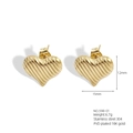 18K gold plated stainless steel heart stud earrings with vertical textured finish - Ribbed Heart / Gold